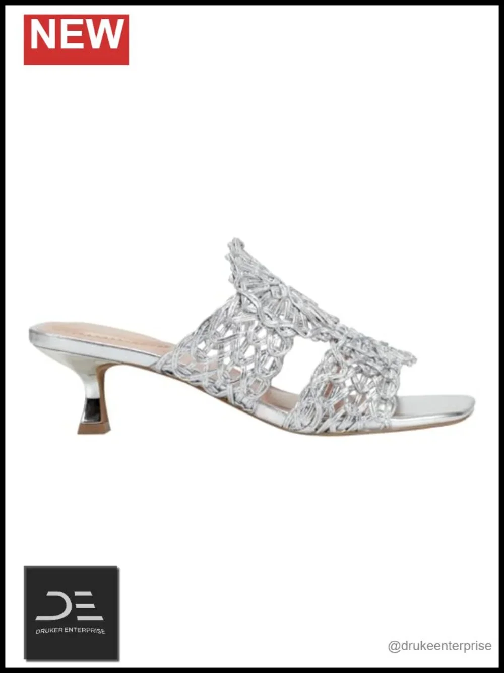 Women's Dressy Heeled Sandals - Faux Leather Kitten Heel Slip On Square Toe